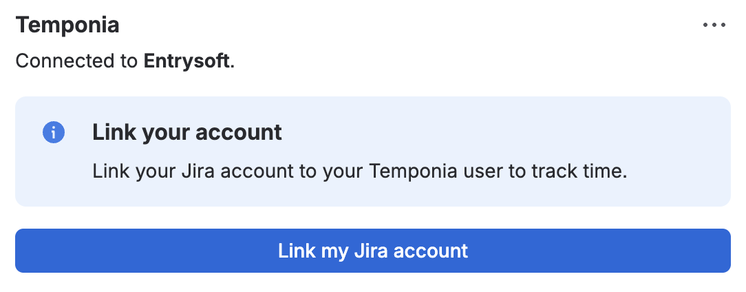 The Temponia panel offering to link your Jira account to your Temponia user